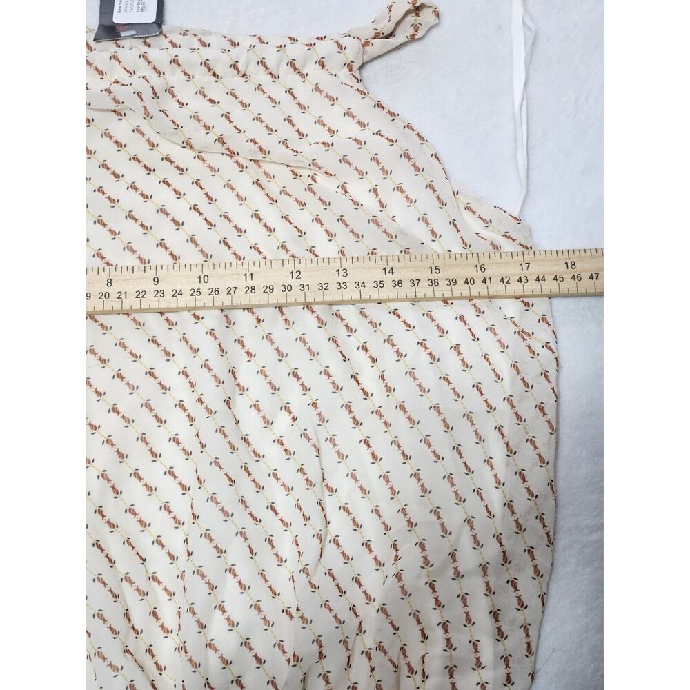 Blue Sketch Blouse Juniors Large Beige Sleeveless Sheer Floral Blouse Top - Picture 7 of 9